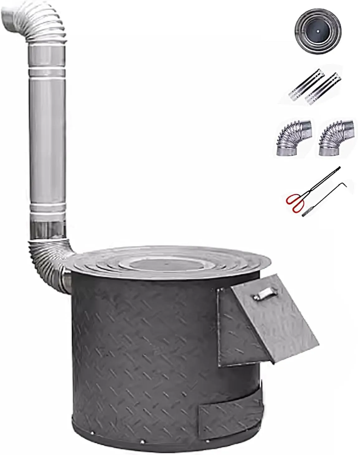 Wood Burning Stove Indoor, Camping Stoves Portable with Chimney Pipe, Load Capacity 500kg, 2.7mm Thickened Steel Plate for Cooking and Heating(35 * 35 * 40cm)