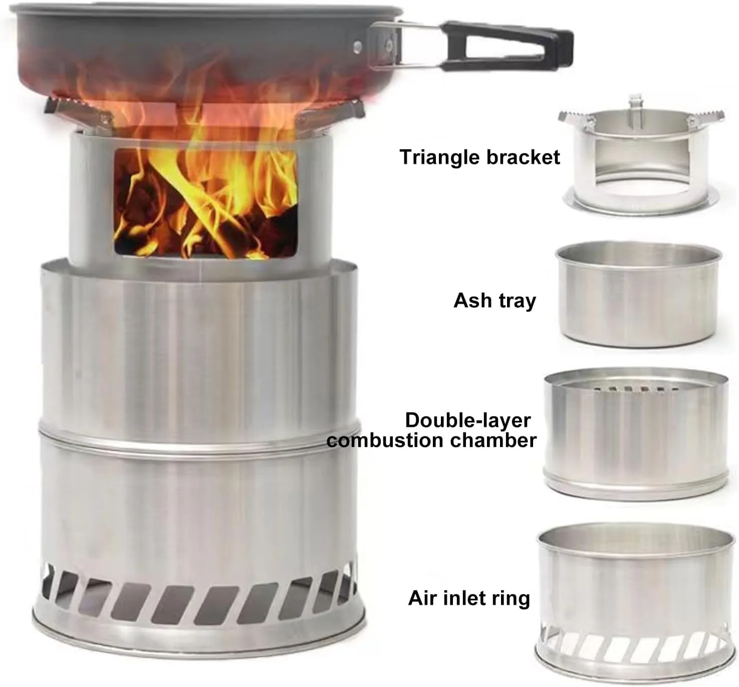 Wood Camping Stove Stove,Foldable Stove,Stainless Burning Stove,Wood with Carry Bag/Mum