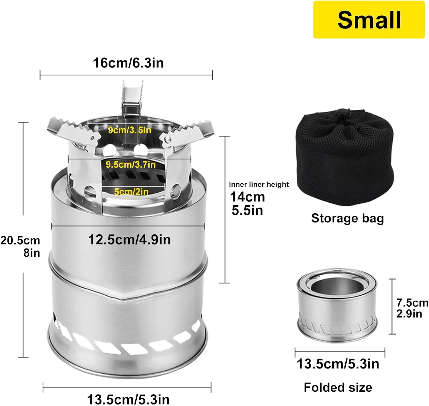 Wood Camping Stove Stove,Foldable Stove,Stainless Burning Stove,Wood with Carry Bag/Mum