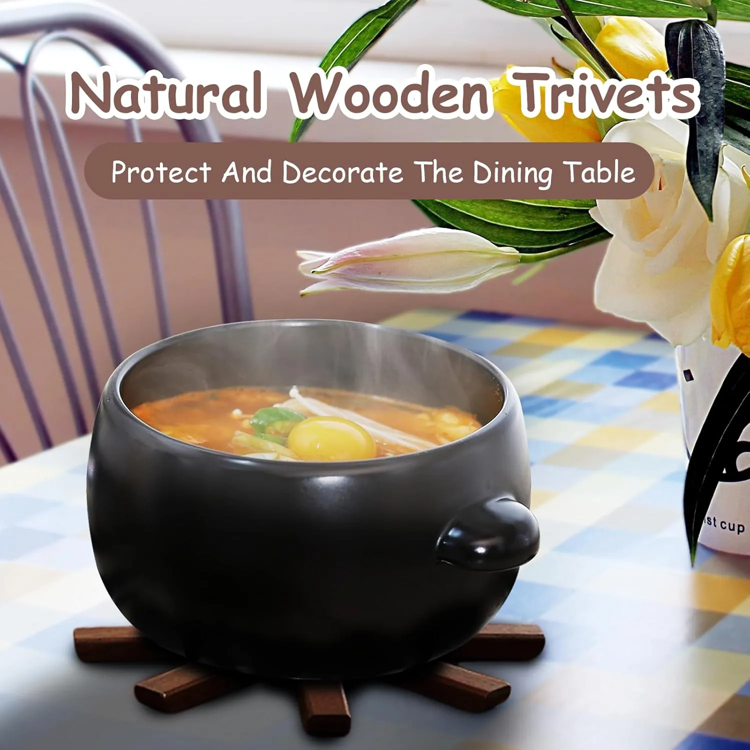 Wood Collapsible Hot Pad Trivet Tree, Tree Shape Trivet Set, Folding Trivets Mat for Hot Dishes, Non-Slip Heat Resistant Kitchen Insulation Pad, Countertop Mat for Pots and Pans (Dark Walnut)