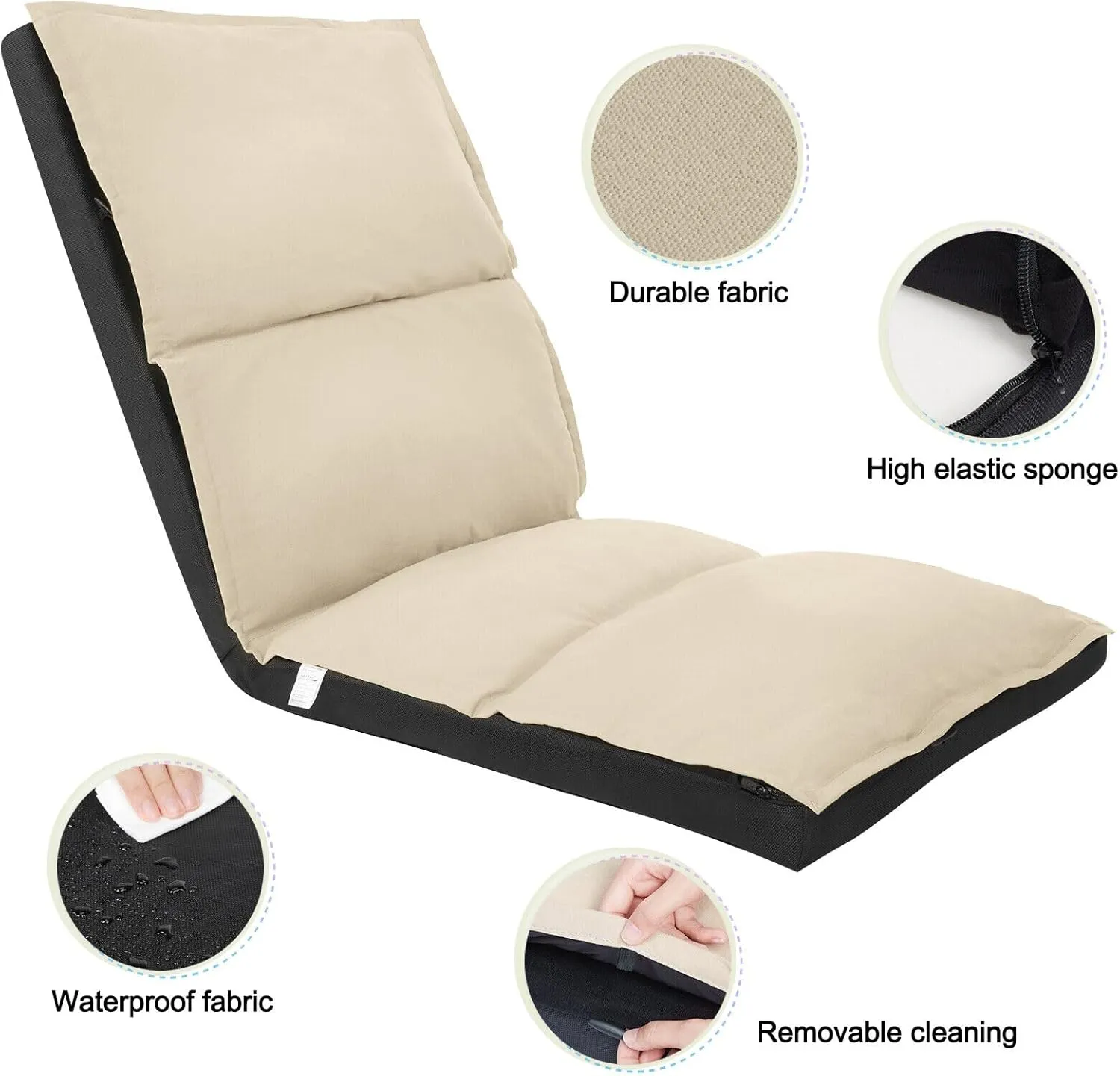 XK Foldable Camping Floor Lounge Padded Chair Couch for Outdoor Travel