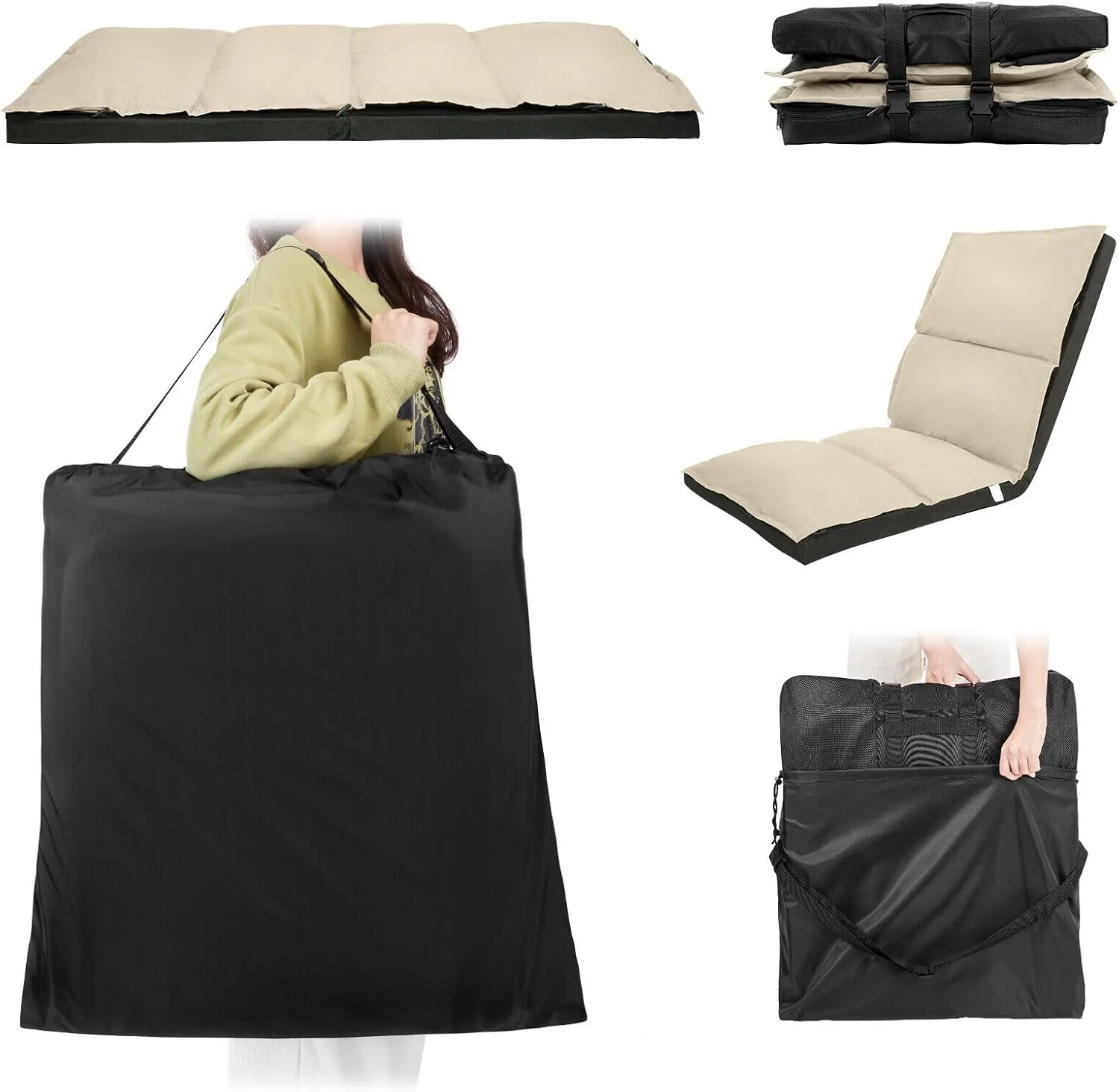 XK Foldable Camping Floor Lounge Padded Chair Couch for Outdoor Travel