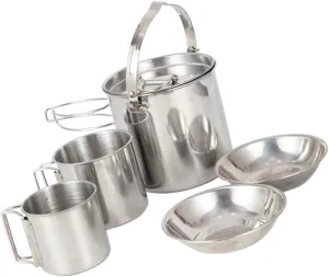 Yardwe Camping Cookware Set Hiking Kettle Collapsible Bowls Picnic Utensils Stainless Steel Cups Outdoor Picnic Portable Durable