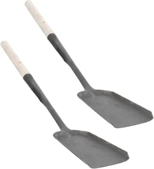 Yardwe Long Fireplace Shovel 2pcs Wood Handle Ash Pan BBQ Charcoal Ash Poker Scoop Gardening Shovel Snow Shovel Multi Function Shovel for Charcoal Pellet Grill Tools