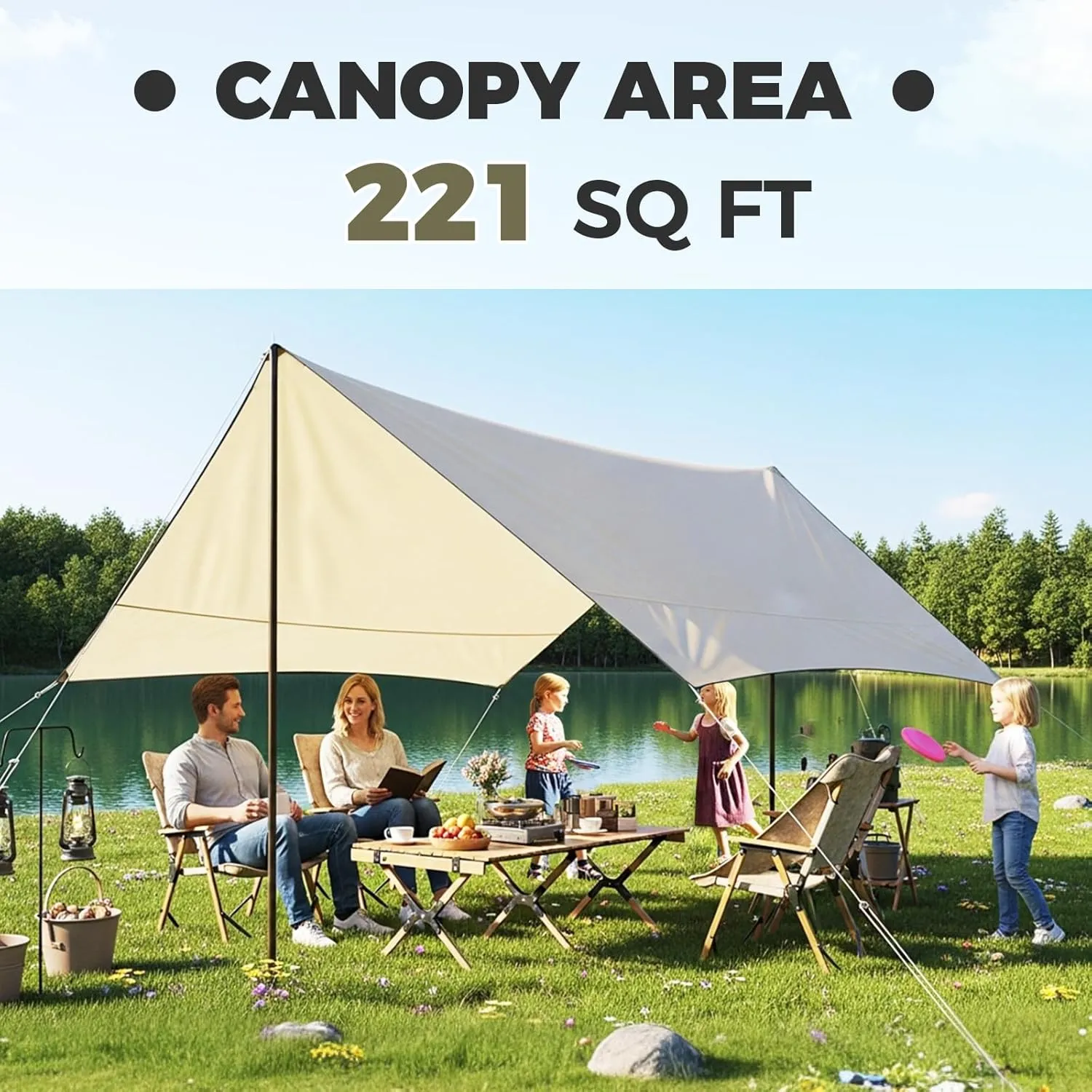 YOLENY Inflatable Tents for Camping, 4/6/8/10/12 Person Tent with TPU Skylight, Mesh Windows, Stove Jack & Pump, Easy Setup 4 Season Glamping Tent, Waterproof & Windproof