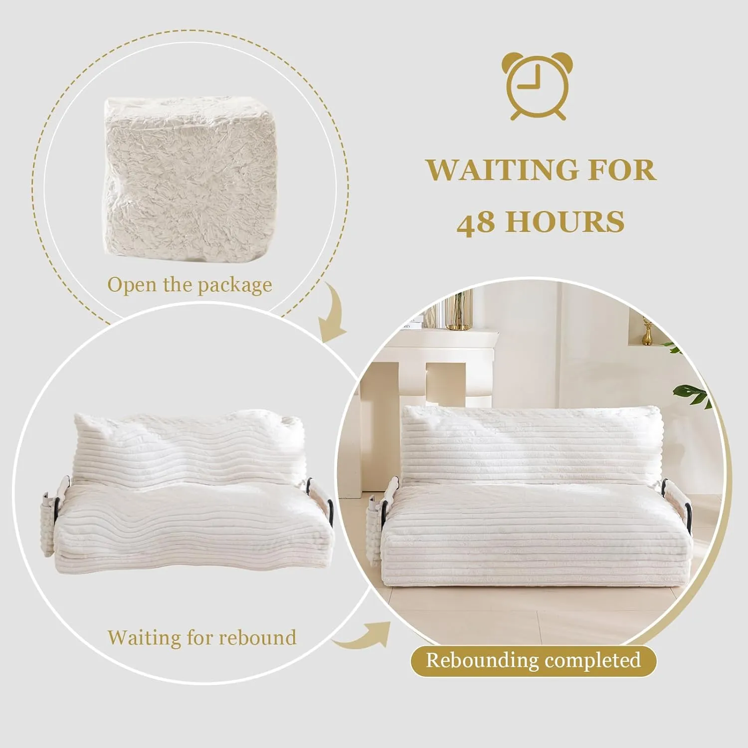 YOSHOOT Adjustable Lazy Floor Sofa, Convertible Bean Bag Sofa Bed Couch, 5-Position Foldable Sleeper Chair with Armrest, Versatile Floor Seating Sofa for Reading Gaming, Beige