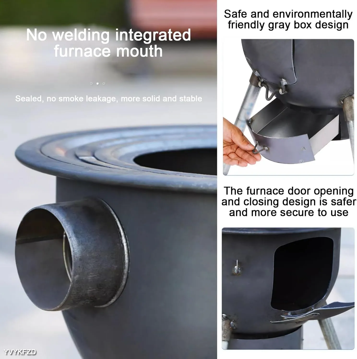 YVYKFZD Outdoor Wood Burning Stove, Multifunctional Camping Wood Stove, Portable Hot Tent Stove, for 2 to 3 People Outdoor Camping, Travel, Picnic, BBQ (Size : 53x52cm)