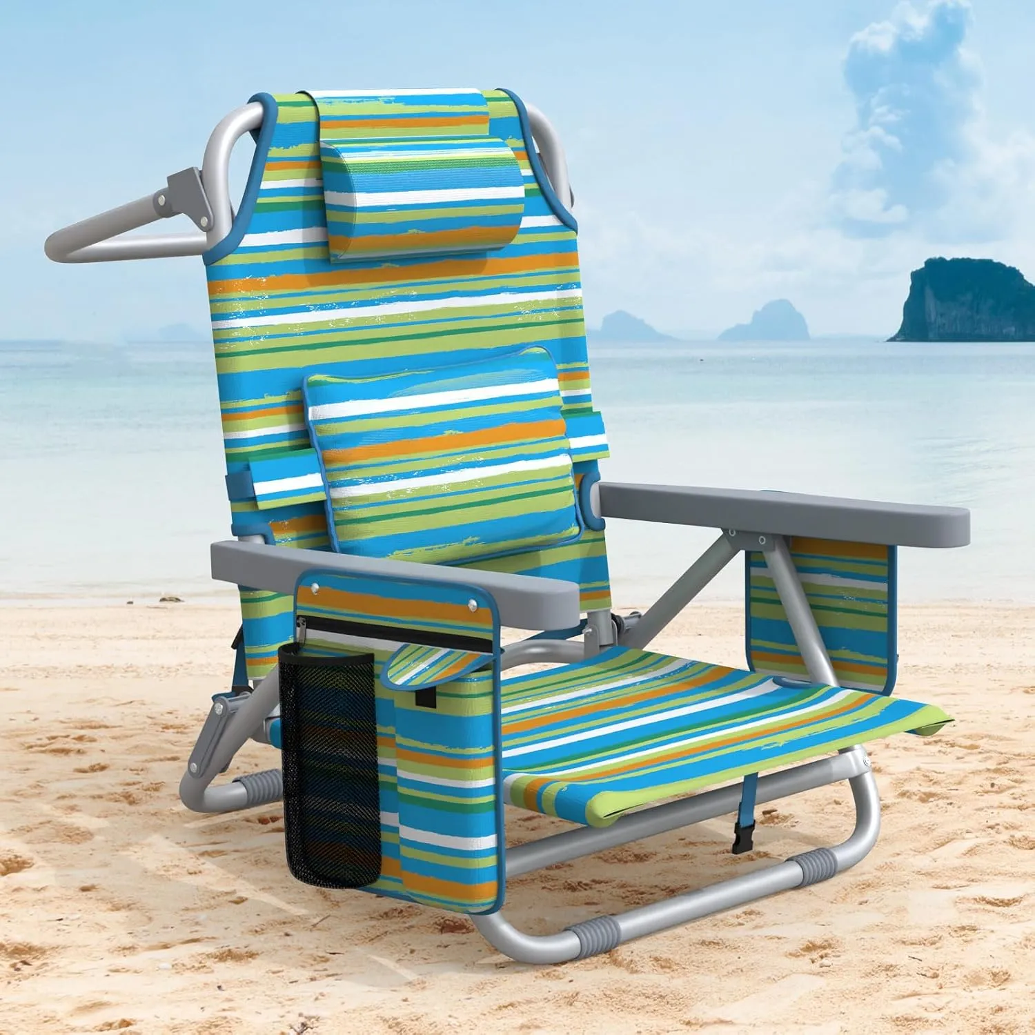 ZENPETIO Beach Chair, Camping Chair for Adults, Beach Backpack Chair for Pool, Beach, Camping, Outdoors