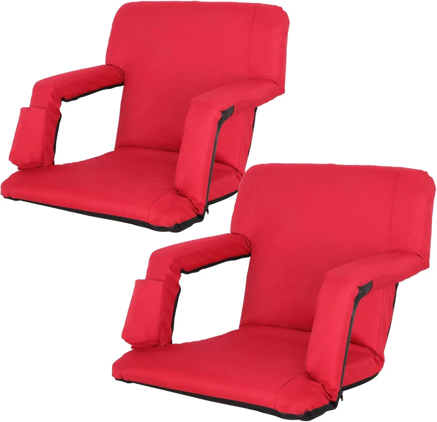 ZENY Folding Stadium Seat Chair with Back Support and Cushion for Bleachers 2 Pack, Reclining Bleacher Seat with Back, Armrests and Cup Holders