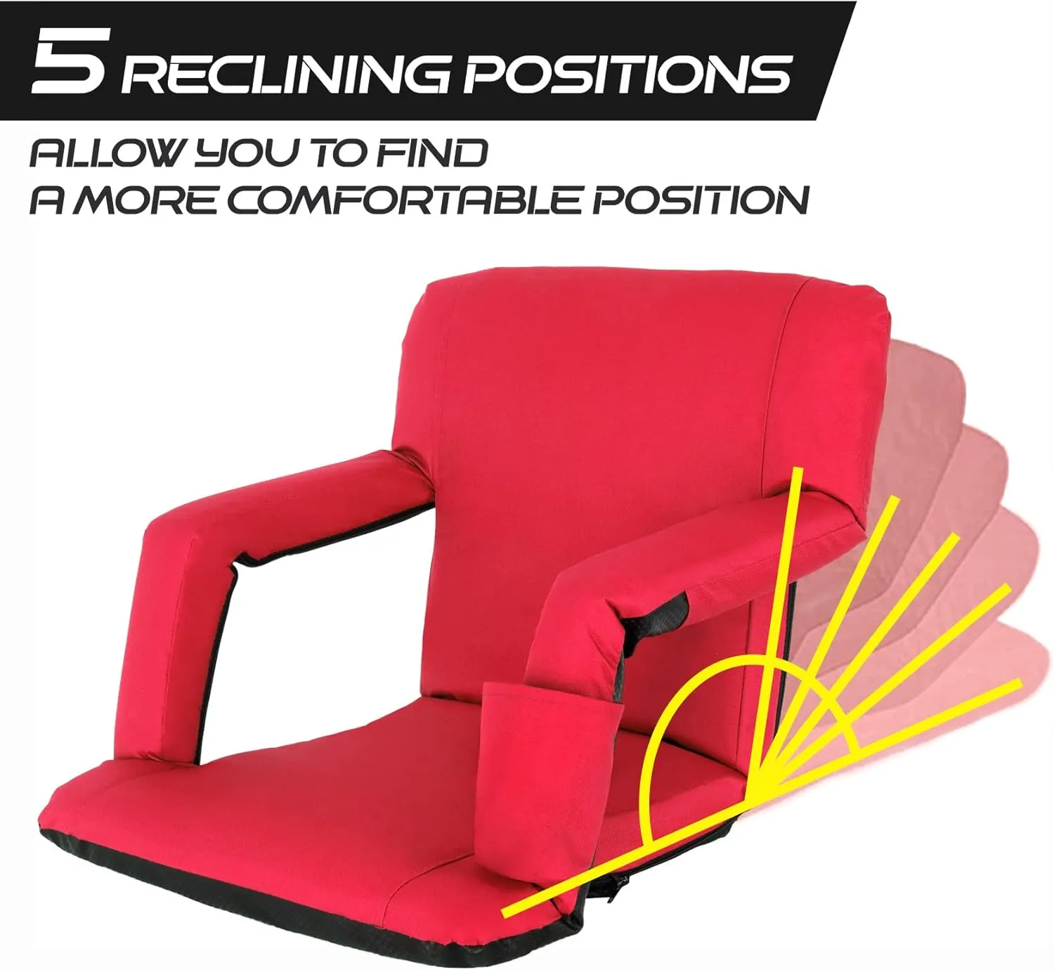 ZENY Folding Stadium Seat Chair with Back Support and Cushion for Bleachers 2 Pack, Reclining Bleacher Seat with Back, Armrests and Cup Holders