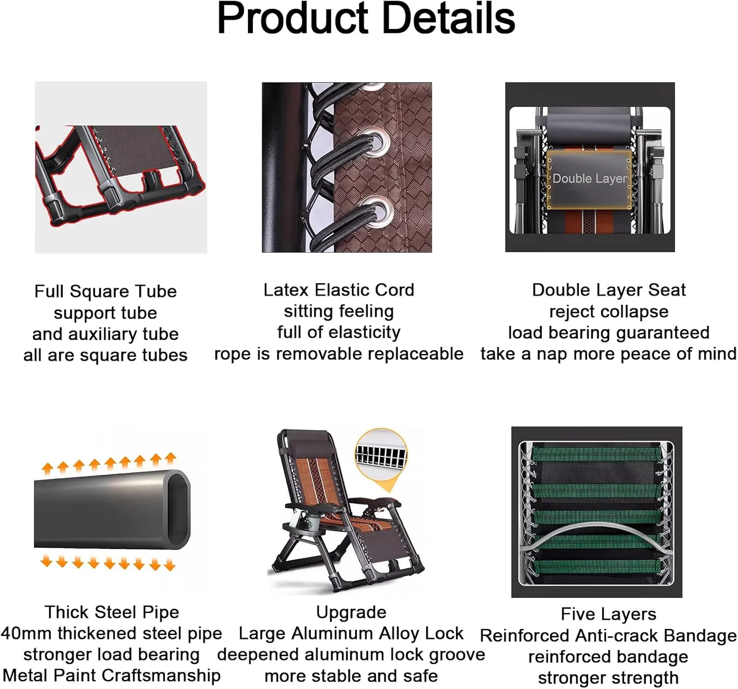 ZTGL D, Folding Camping Cot for Adults, Camping Lounge Chair, Portable and Lightweight Sleeping Bed, Foldable Outdoor Bed, Office Nap Folding Lounge Chairs