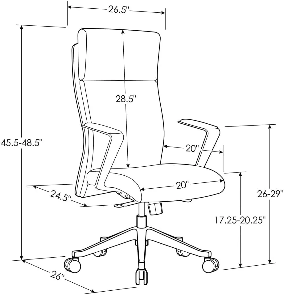 ZURI Draper Leather Executive Chair with Aluminum Frame- Dark Brown