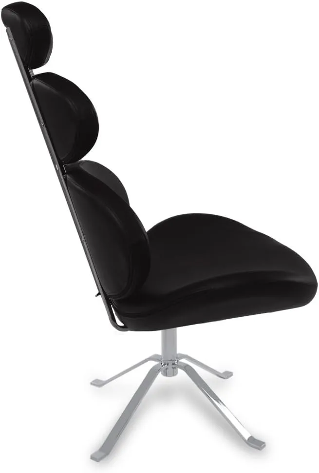 ZURI Pebble Modern Swivel Occasional Chair - Black