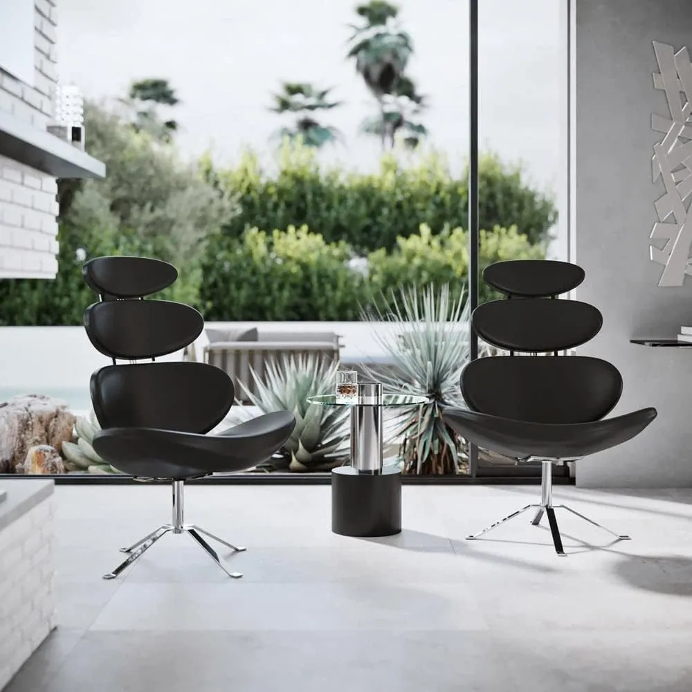ZURI Pebble Modern Swivel Occasional Chair - Black