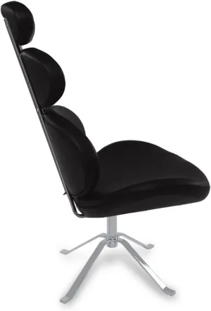 ZURI Pebble Modern Swivel Occasional Chair - Black